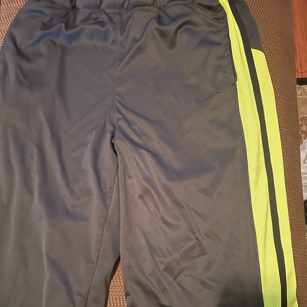 Boys gray and broken green/yellow Nike sweatpants
